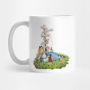 Alice In Wonderland Directions Watercolour Painting Mug